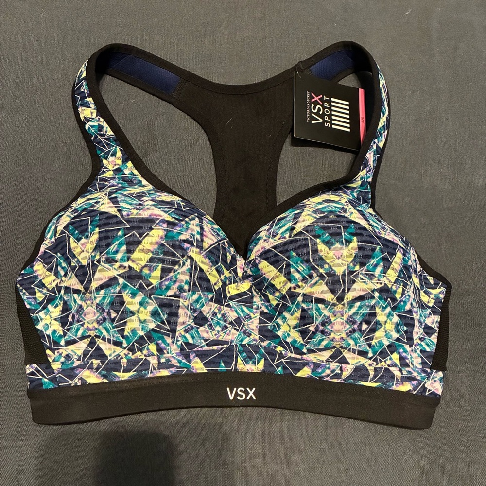 Victoria Secret Incredible Sport Bra 32D multicolored Underwire Racerback